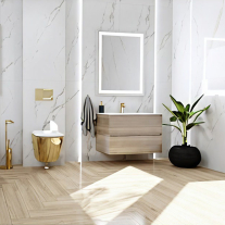 Set WC suspendat Spectrum, Trendi Slim Gold White, rimless, cu capac, 36.5 x 49 cm, auriu-alb